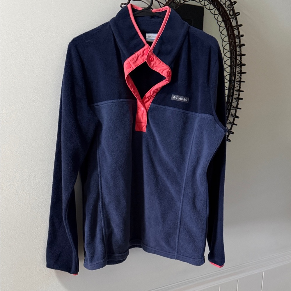 Columbia Dark Blue and Coral Fleece Pullover